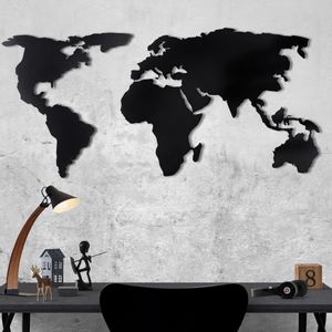 World Map Silhouette Black Decorative Metal Wall Accessory