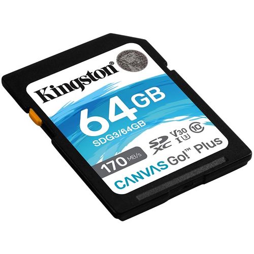 Kingston SDG3/64GB 64GB SDXC, Canvas Go! UHS-1 U3 V30, up to 170MB/s read and 64MB/s write, 4K2K slika 1