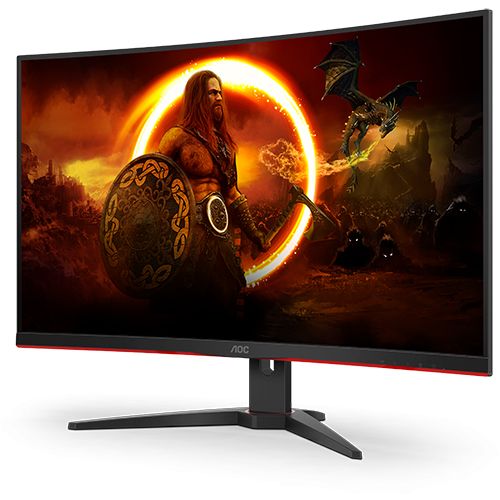 AOC Monitor LED CQ32G2SE 32” Gaming zakrivljeni 165Hz QHD (31.5“, 16:9, 2560x1440, VA, 165Hz, 250 cd/m², 3000:1, 1 ms, 2xHDMI, DP, Speakers, Tilt, Frameless) Black-Red, 3y slika 3