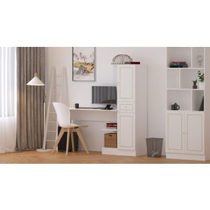 Rb-087 Matte White Radni Sto i Polica