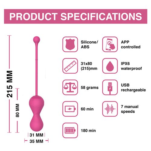 Vaginalne kuglice Magic Motion - Smart Kegel Master, ružičaste slika 7