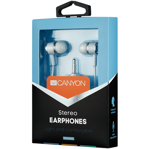 Canyon EPM- 01 Stereo earphones with microphone, White, cable length 1.2m, 23*9*10.5mm,0.013kg slika 2