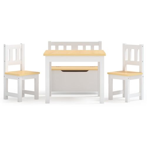 4-dijelni set dječjeg stola i stolica bijeli i bež MDF slika 3