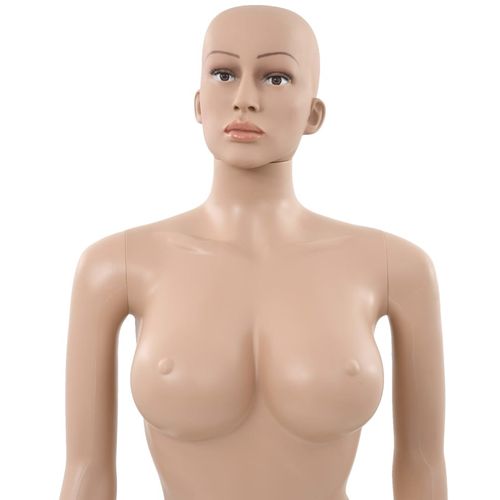 Seksi ženska lutka za izlog sa staklenim postoljem bež 180 cm slika 46