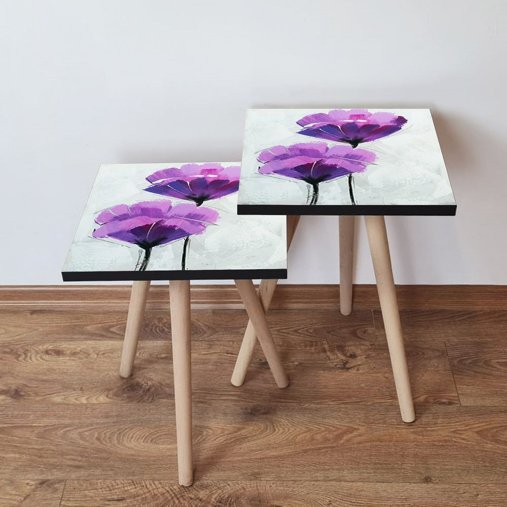 Nesting stolovi 2Shp311 - (2 komada) - boje: ljubičasta, crna, bijela slika 1