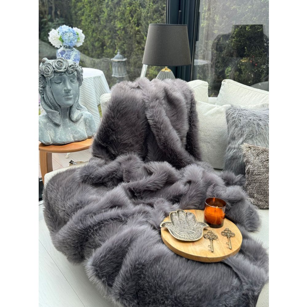 Sofa shawl Lolita 200x75, colour: anthracite slika 2