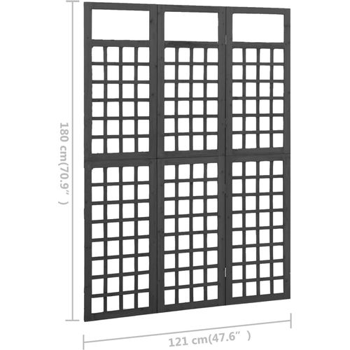 Sobna pregrada / rešetka s 3 panela od jelovine 121x180 cm crna slika 10