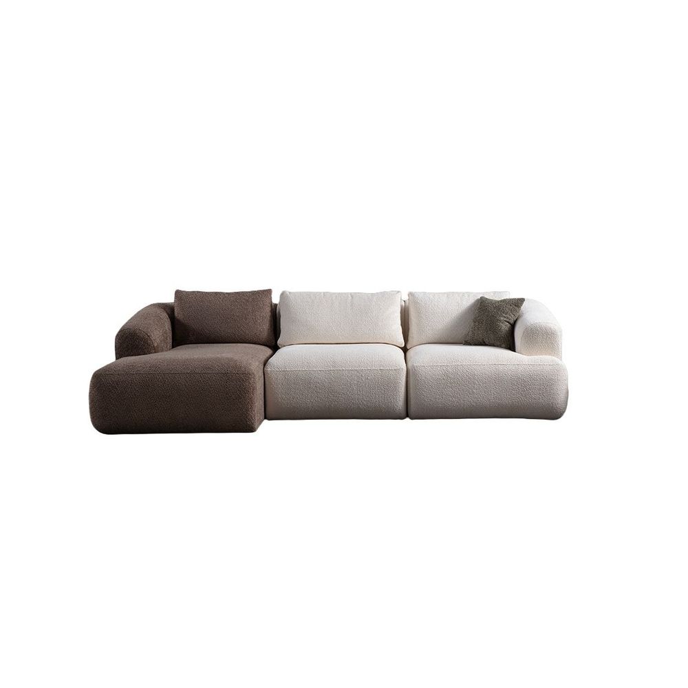Ugaona sofa Sofia (Chl L + O1 + 1R) - smeđa i bijela slika 5