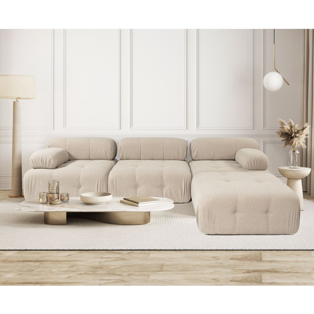 Doblo Troosjed s Pouffom (L1-O1-1R-Pouffe) - Breskva Kutna Sofa slika 2