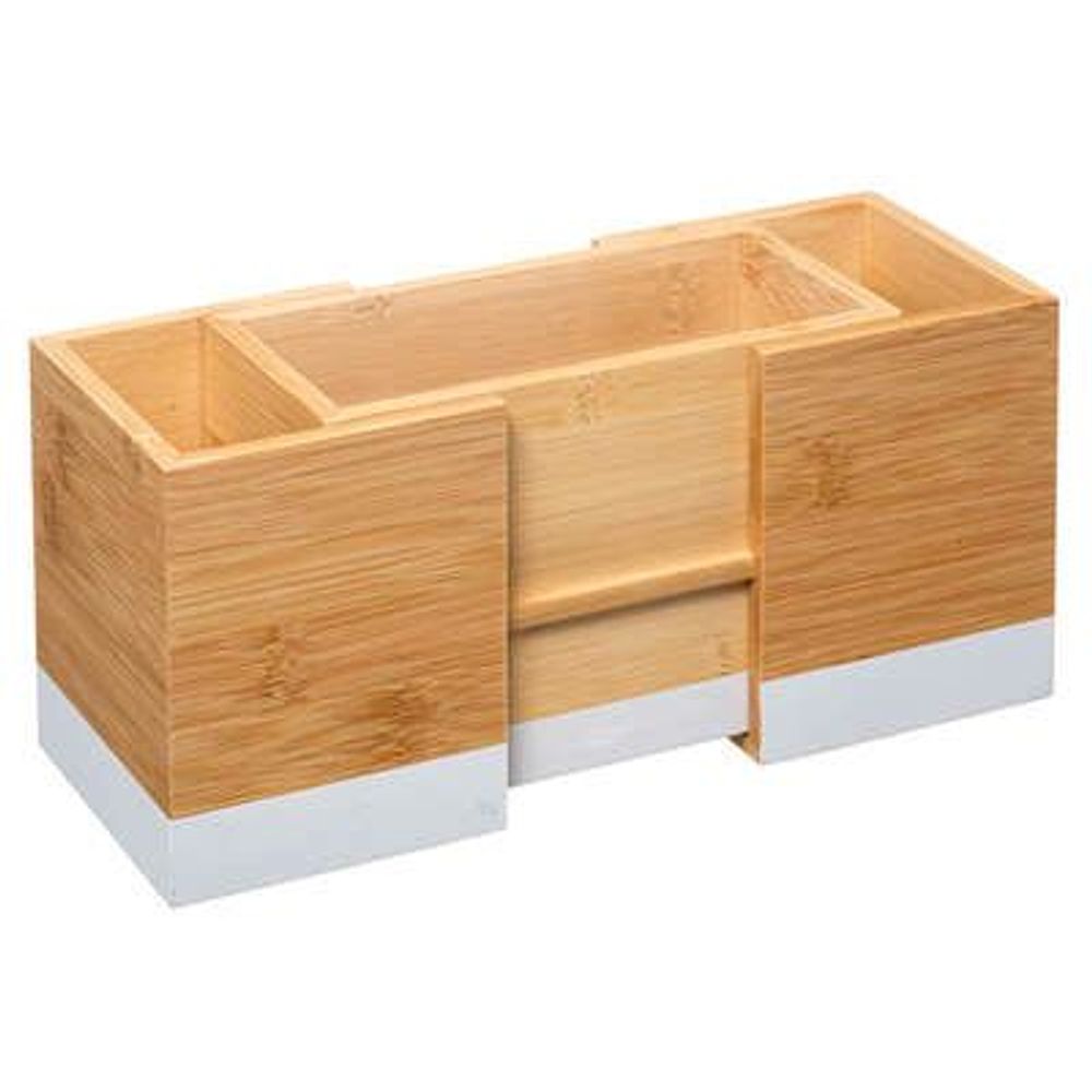Five produživi držač kuhinjskog pribora modern 18x10x12cm bambus bijeli slika 1