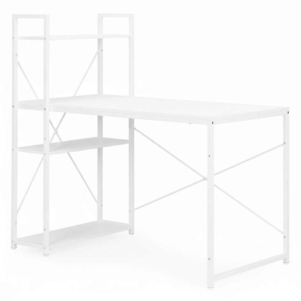 ModernHome uredski stol 120 × 60 cm s policom i 3 police – bijeli slika 6