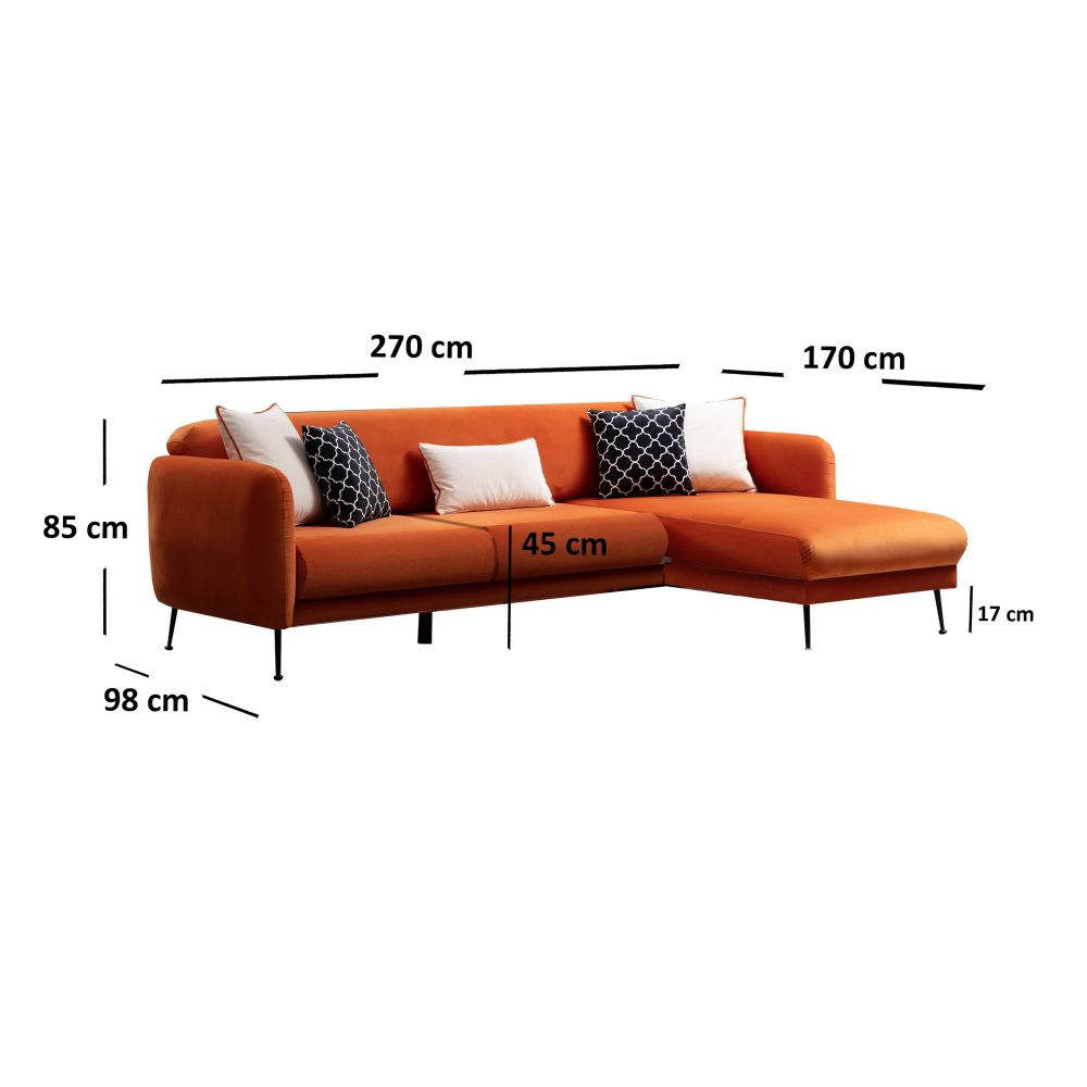 Sevilla Kutna Sofa na Razvlačenje Desna (L3+Chl) Narandžasta slika 10