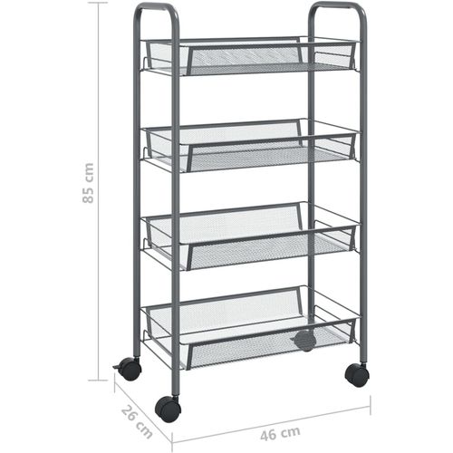 Kuhinjska kolica s 4 razine siva 46 x 26 x 85 cm željezna slika 7