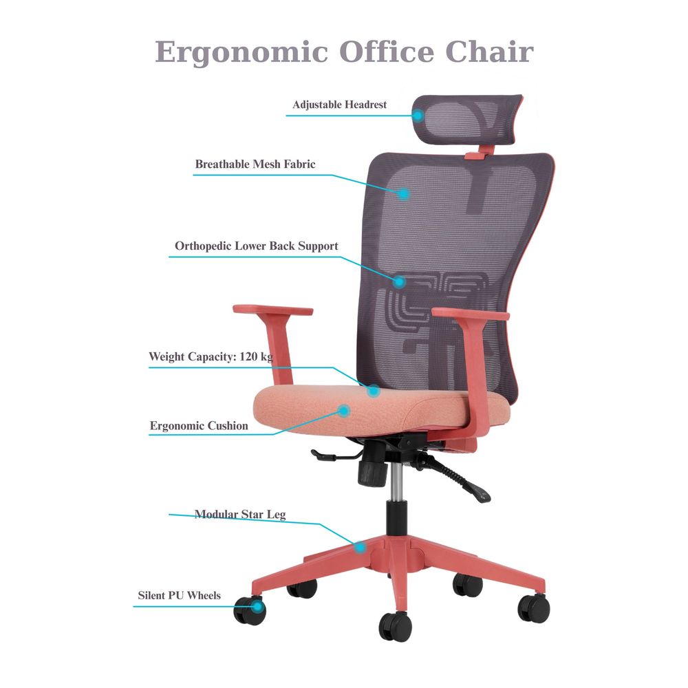 Office chair Lumbar 126 - Salmon colour slika 5