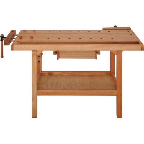 Radni stolarski stol s ladicom i 2 stege drveni slika 6