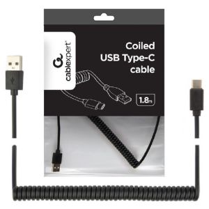 CC-USB2C-AMCM-6 Gembird Spiralni USB 2.0 AM na USB-C kabl, 1.8 m, black