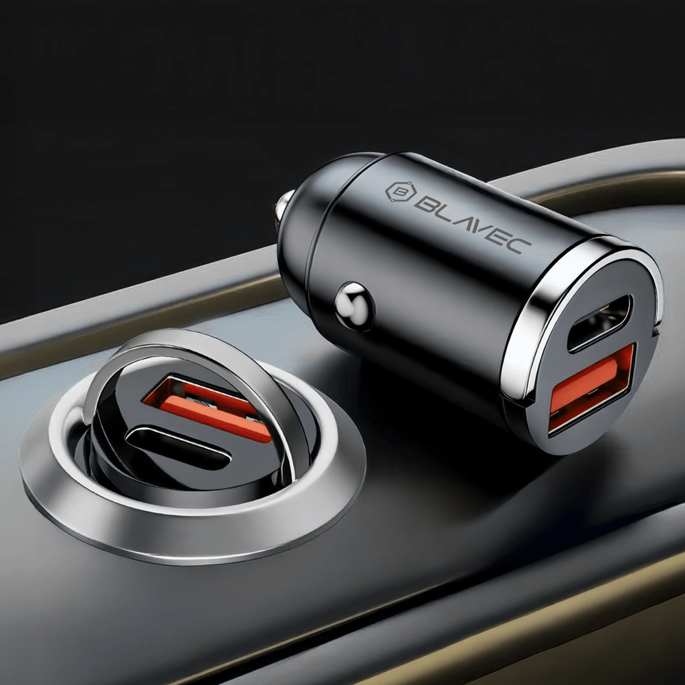 Auto punjač Blavec Aero - USB + Type - C - QC 3.0 18W PD 30W s Type - C na Type - C kabelom slika 6