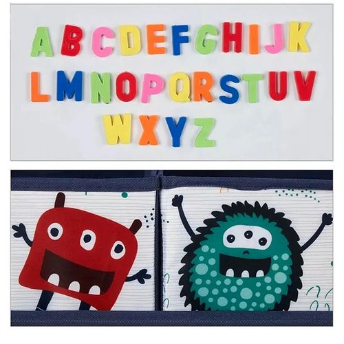 Kinder Home Dečija Drvena Tabla Sa Magnetima, Za Učenje, Crtanje I Skladištenje Plavo-Žuta slika 14