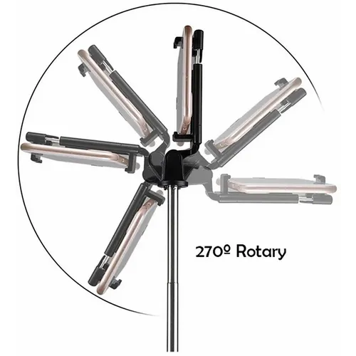 Komplet / selfie držač s bluetooth daljinskim upravljačem i stativom K07 crni slika 4