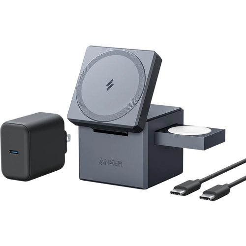 Anker 3-in-1 Cube With Magsafe Charger, punjač, siva slika 1