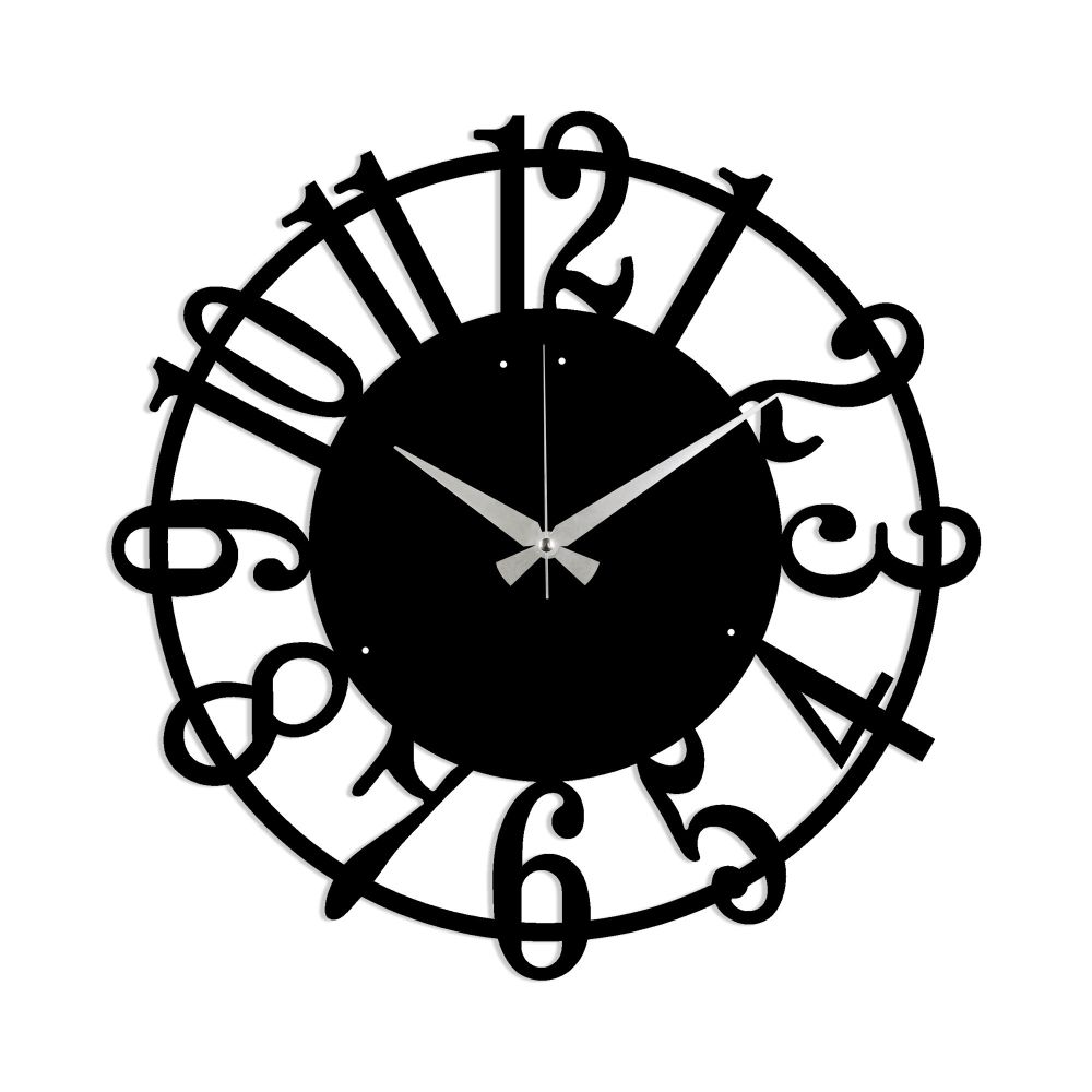 Dekorativni Metalni Zidni Sat - Crni, 48x48 cm slika 2