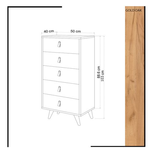 Hanah Home Frenzu Oak White Dresser slika 4