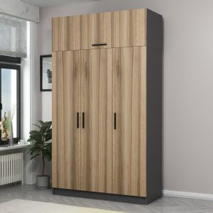 Woody Fashion Garderoba, Minar 3 Kapak 2 Çekmece 255 - Dore, Anthracite