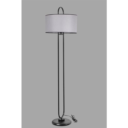 Elips Lambader Siyah Ayak Açık Hasır Gri Abajurlu Grey Floor Lamp slika 3