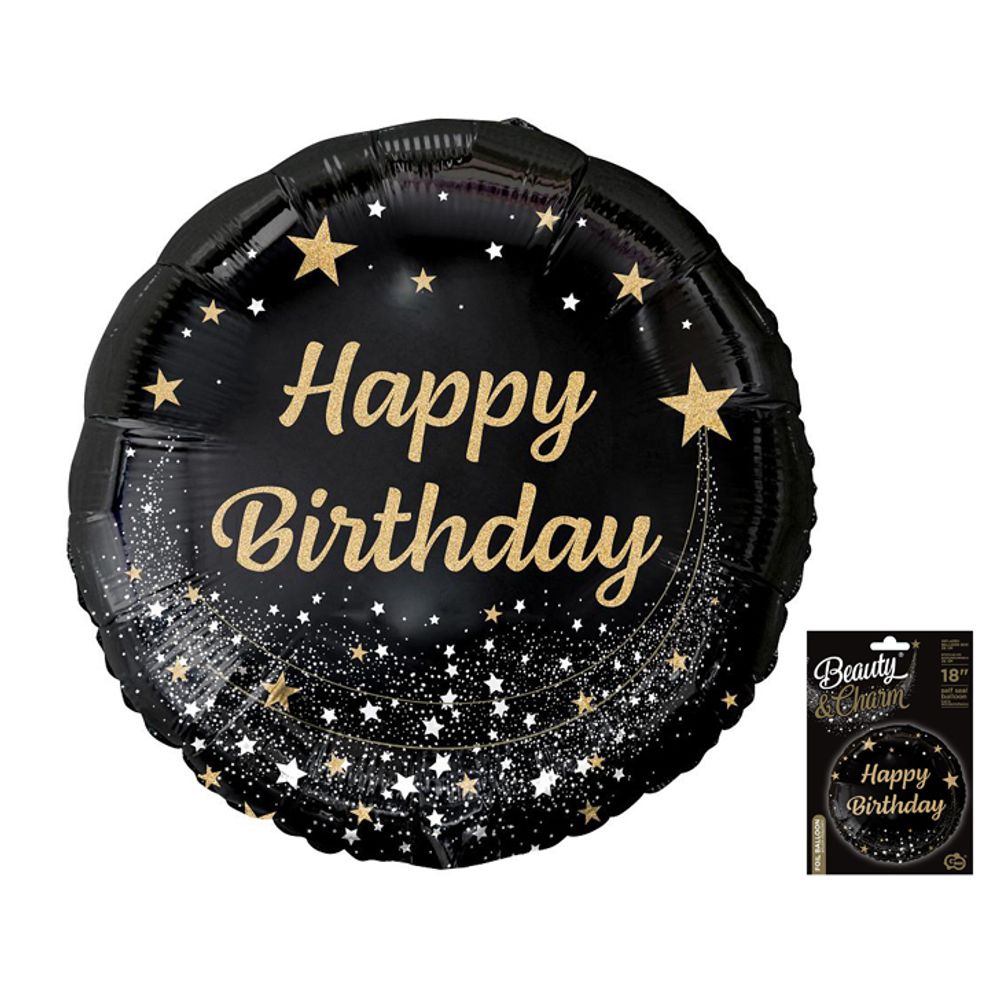 FG-OHBC Folijski balon Happy Birthday Crni 45cm slika 1