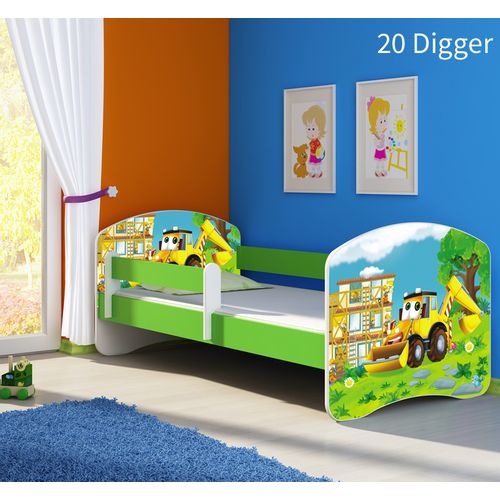 Dječji krevet ACMA s motivom, bočna zelena 180x80 cm 20-digger slika 1
