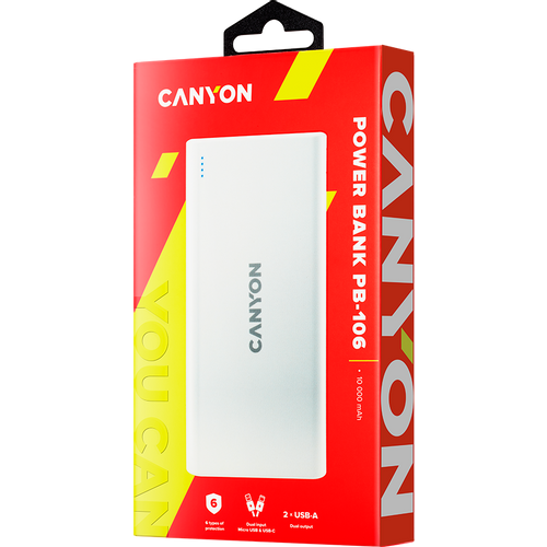 CANYON PB-106 Power bank 10000mAh Li-poly battery, Input 5V/2A slika 3