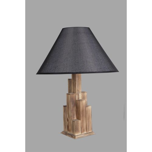 Kule Yanık Ahşap Masa Lambası Pramit Hasır Siyah Abajurlu Brown
Black Table Lamp slika 3