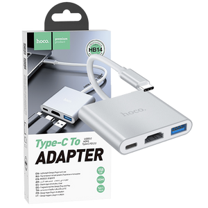 hoco. konverter USB type C to USB3.0/HDMI/PD, HB14 Easy use