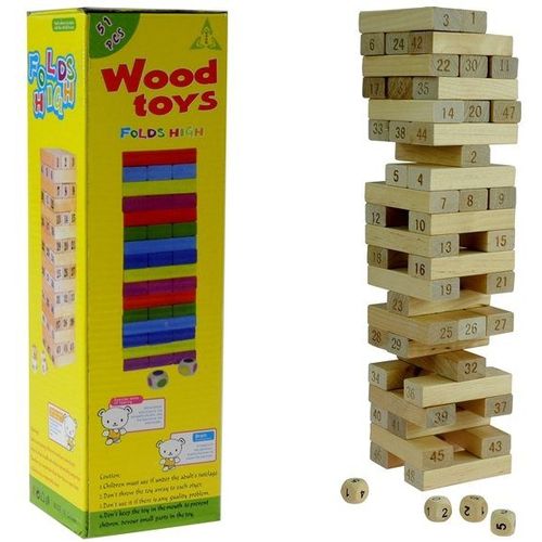 Društvena drvena igra Jenga s brojevima Wood Toys slika 5