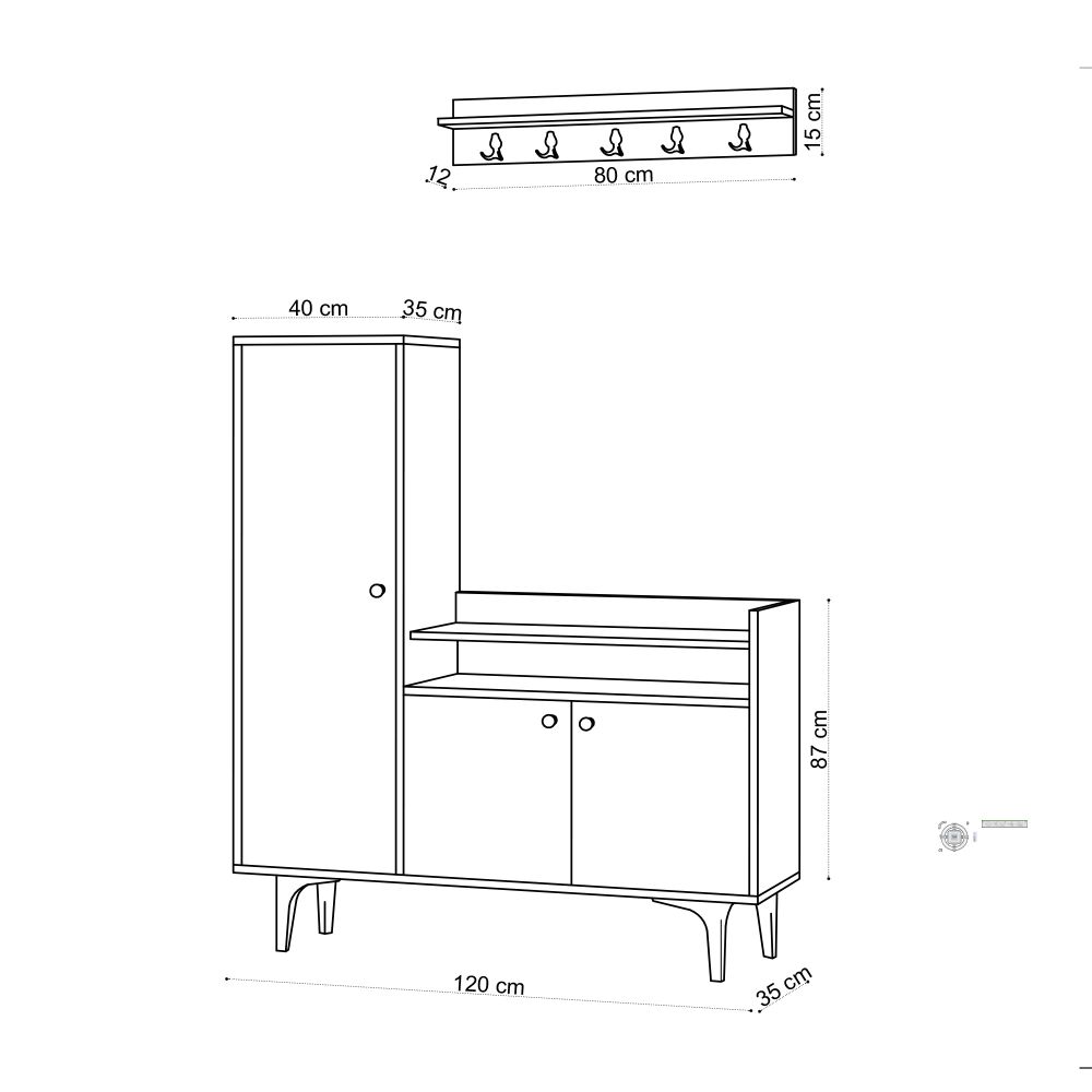 Barney Oak Shoe Cabinet slika 5