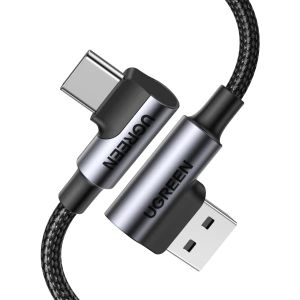 Kabel UGREEN, USB-C (M) na USB 2.0 A (M), 3A, kutni 90°, crni, 1m