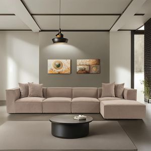 Sora (L1-O1-O1-1R-POUFFE) - Ugao Sofa Cappucino Boje