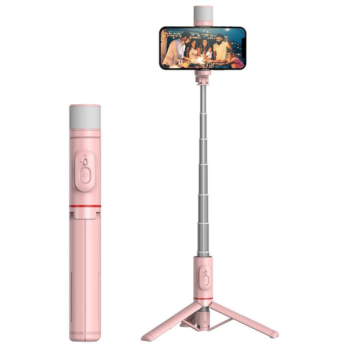 Selfie stick Q12S + tripod pink slika 1
