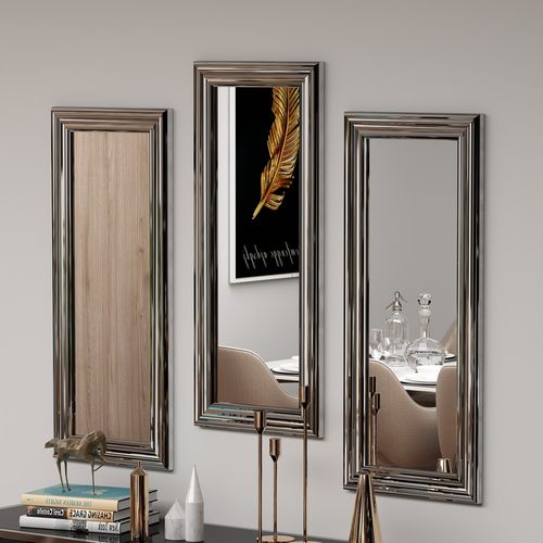 Woody Fashion Set ogledala (3 komada), Srebro, Lavia - Silver slika 1