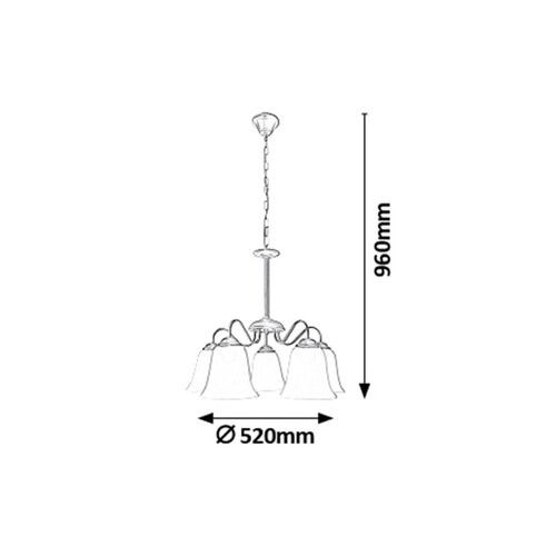 Rabalux Fabiola visilica,E27 5x40W bela/opal Klasična rasveta slika 2