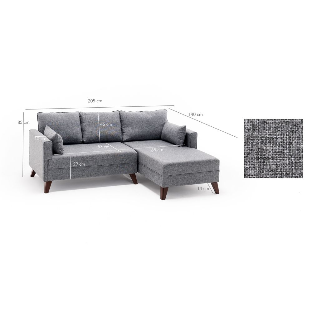 Ugaona Sofa Bella Desni Kut 2 Siva - Sofa-Krevet slika 6