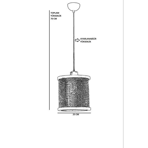 Gizem Orta Tekli Ceviz Rattan Sarkıt Walnut Chandelier slika 4