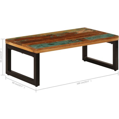 Stolić za kavu od obnovljenog drva i čelika 100 x 50 x 35 cm slika 31