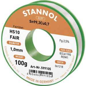 Stannol HS10-Fair lemna žica svitak  Sn99,3Cu0,7 ROM1 100 g 1 mm