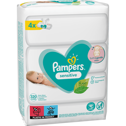 Pampers vlažne maramice Sensitive 4 x 80 komada slika 2