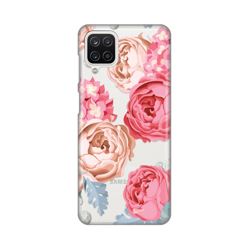 Torbica Silikonska Print Skin za Samsung A125F Galaxy A12 Pink Flowers slika 1