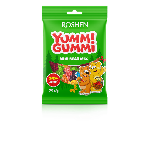 Roshen Yummi Gummi gumeni bomboni mini bear mix 70g slika 1