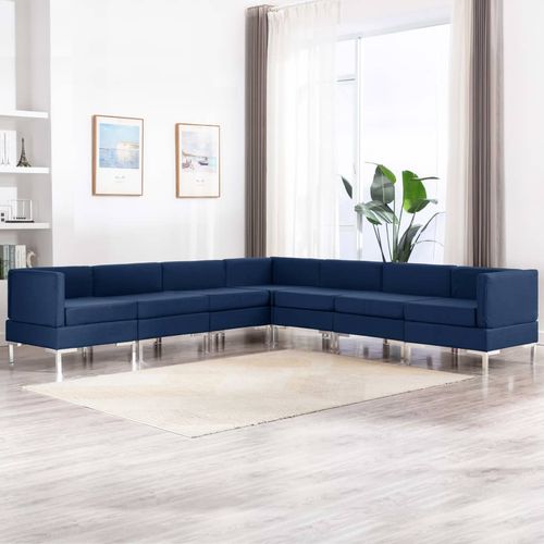 7-dijelni set sofa od tkanine plavi slika 16