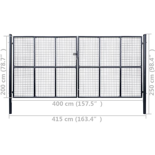 Mrežasta vrtna vrata od pocinčanog čelika 400 x 200 cm siva slika 22