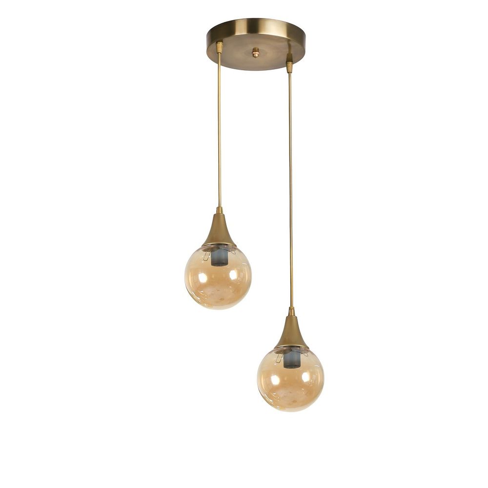 Afra 2 Li Tepsili Eskitme Bal Camlı Sarkıt Amber Gold Luster slika 2